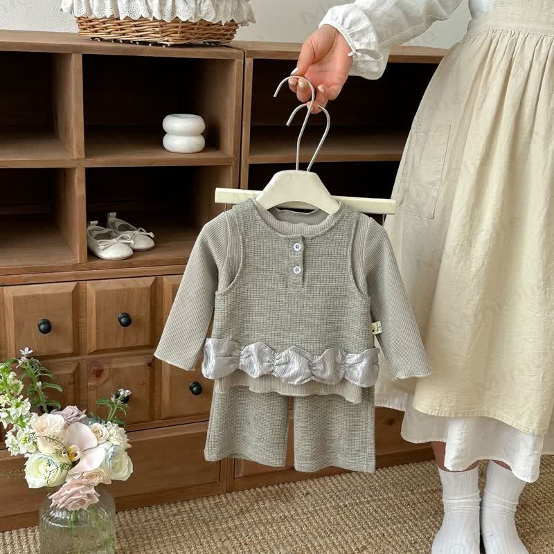 Baby Toddler Girl Solid Color Lace Tank Top & Pants/Top - image 2