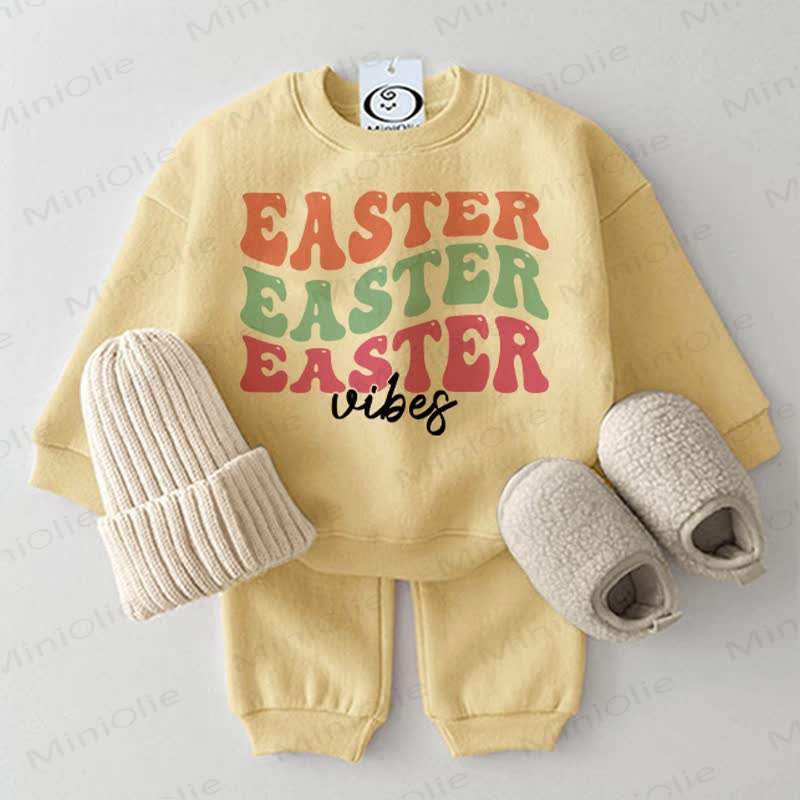 EASTER VIBES Baby Sweatshirt 2-piece Yellow Set - Yellow - 2-3T - image 1