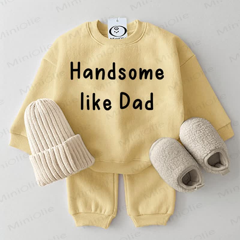 HANDSOME LIKE DAD Baby Sweatshirt 2-piece Yellow Set - Yellow - 2-3T - image 1