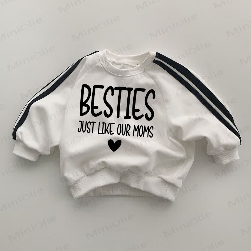 BESTIES JUST LIKE OUR MOMS Baby Love Striped Side White Sweatshirt - White - 2-3T - image 1
