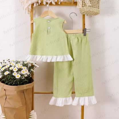 Toddler Kid Girl Sweet Bow Waffle 2-piece Set - image 2