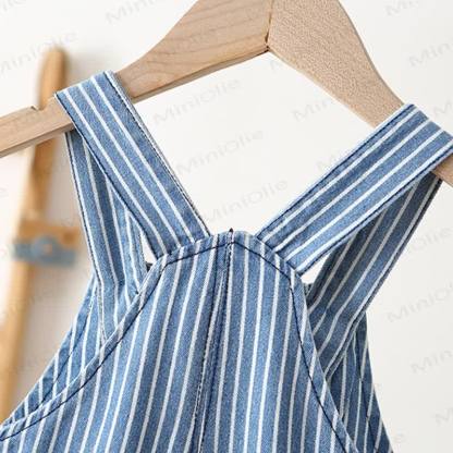 Baby Toddler Blue White Stripe Jean Overalls - image 7
