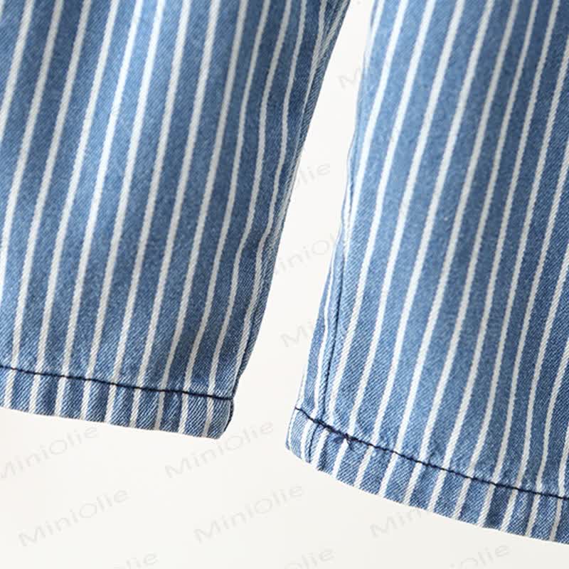 Baby Toddler Blue White Stripe Jean Overalls - image 9