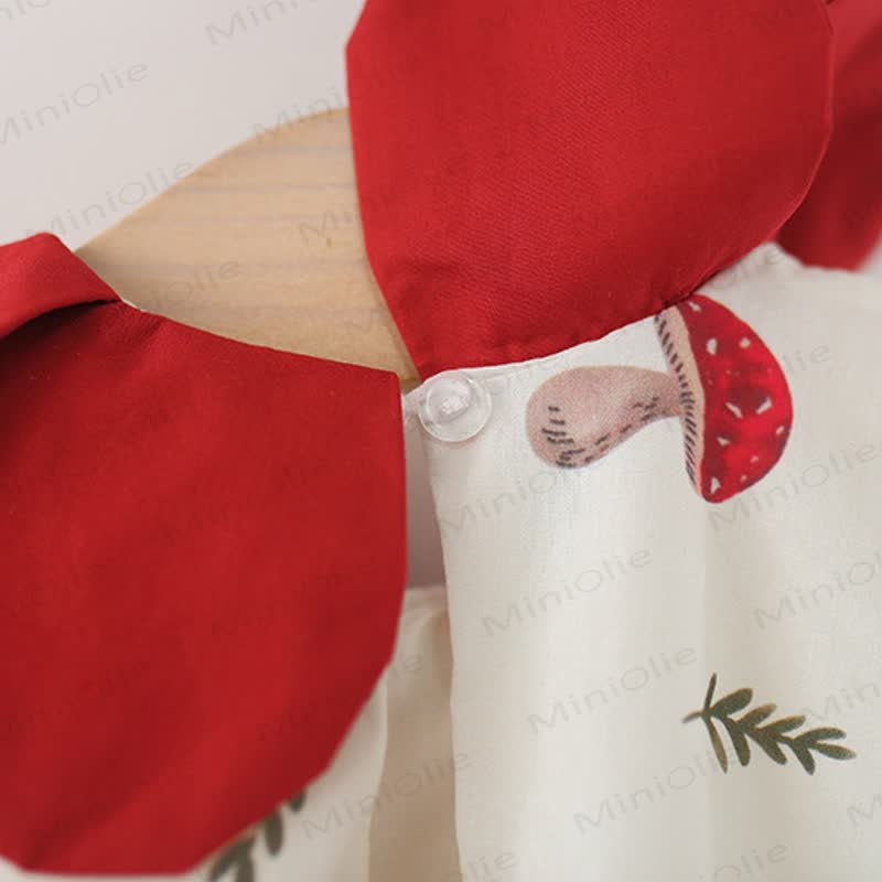 Baby Toddler Girl Beige Mushroom Petal Collar Dress  - image 8