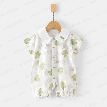 Baby Peter Pan Collar Floral Animal Romper - Leaves - 18-24M - image 2