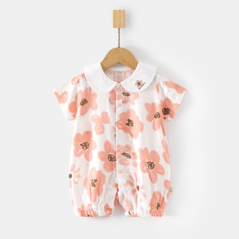 Baby Peter Pan Collar Floral Animal Romper - Flower - 18-24M - image 3