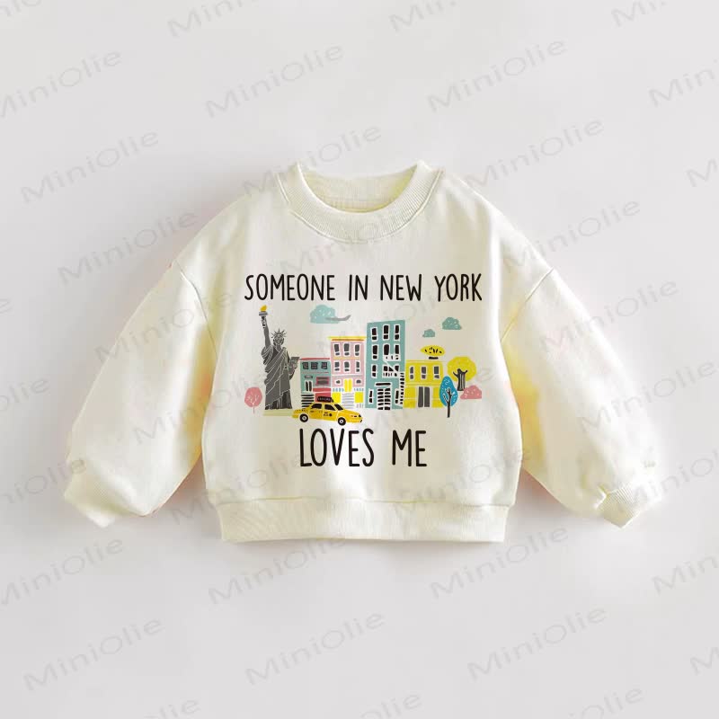 SOMEONE IN NEW YORK LOVES ME Baby Toddler Animal Cream Sweatshirt - Cream - 3-5T - image 1