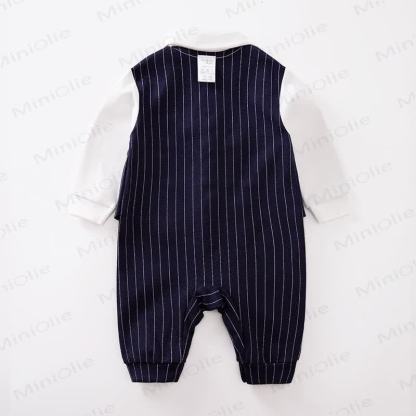Baby Fake 2pcs Bow Striped Romper - image 2
