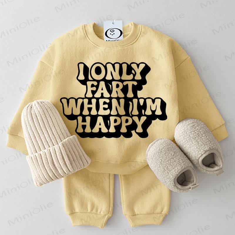 I ONLY FART WHEN I'M HAPPY Baby Sweatshirt 2-piece Yellow Set - Yellow - 2-3T - image 1