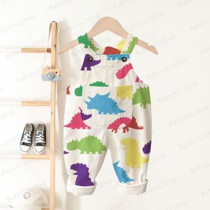 Baby Toddler Colorful Dinosaurs Overalls - Beige - 3-5T - image 1