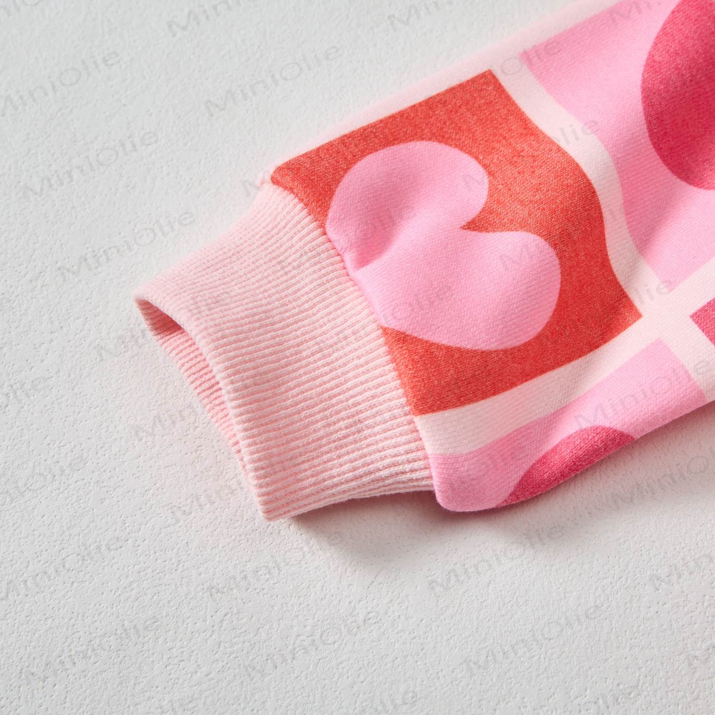 Baby Gradient Checkered Hearts Sweatshirt 2-piece Pink Set - image 4