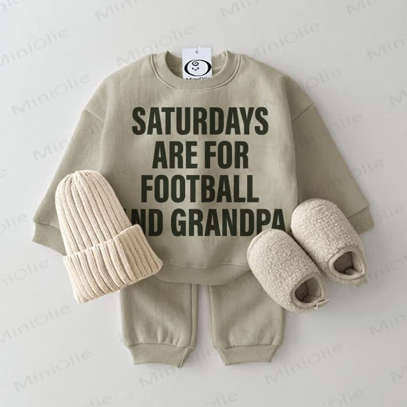 SATURDAYS ARE FOR FOOTBALL AND DADDY Baby Grey Green 2-piece Set - GRANDPA - 2-3T - image 2