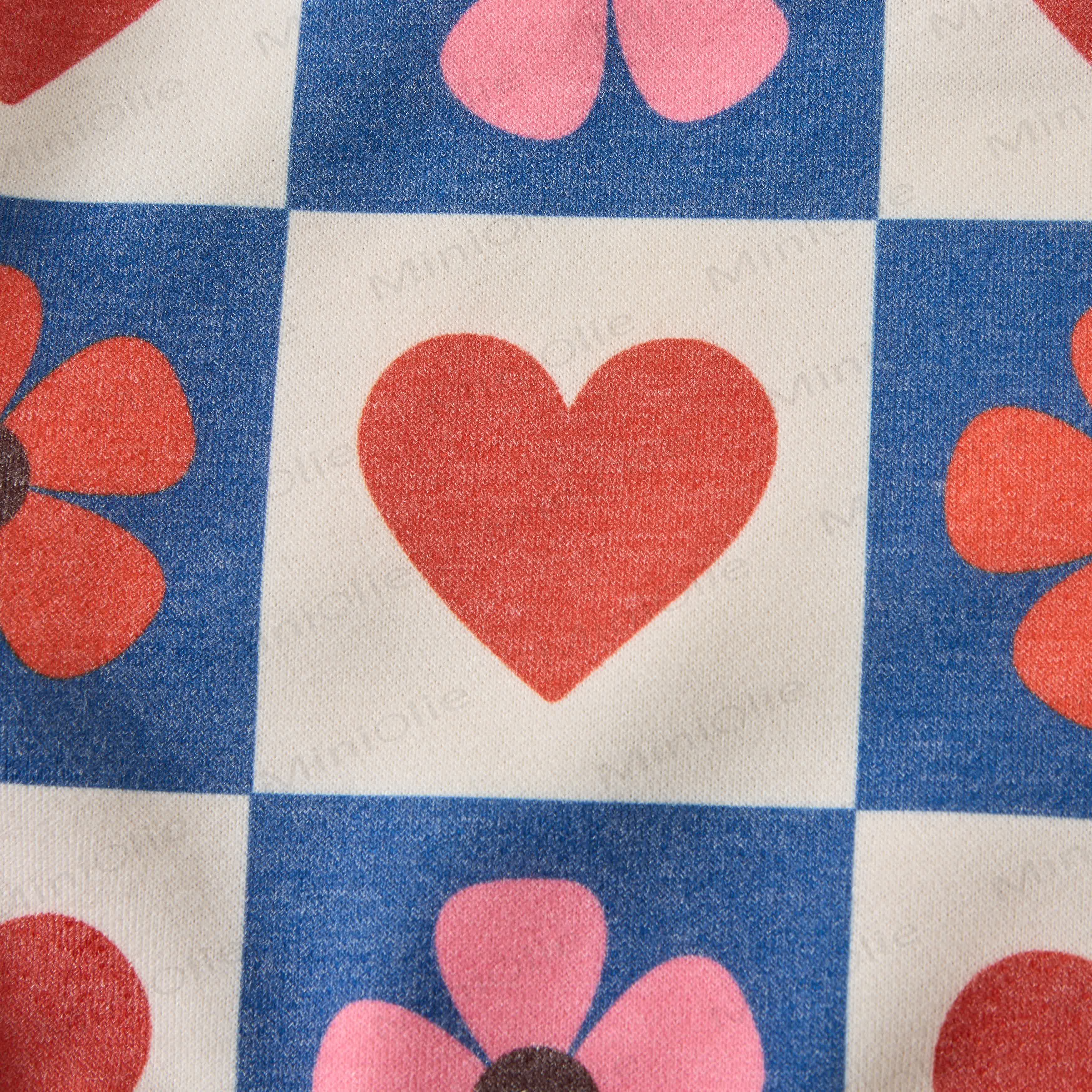 Baby Checkered Hearts & Flowers Sweatshirt 2-piece Beige Set - image 6