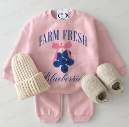 FARM FRESH BLUEBERRIES Baby Pink Sweatshirt 2-piece Set - Pink - 2-3T - image 1
