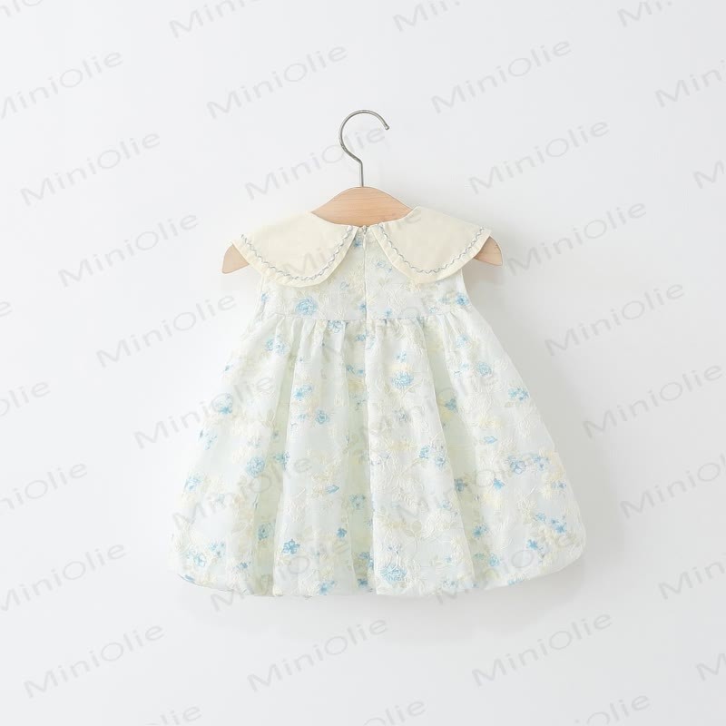 Baby Toddler Girl Blue Flower Petal Collar Dress  - image 2