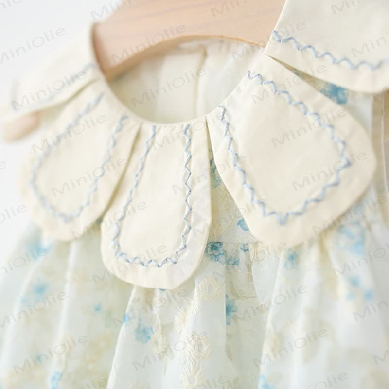 Baby Toddler Girl Blue Flower Petal Collar Dress  - image 3