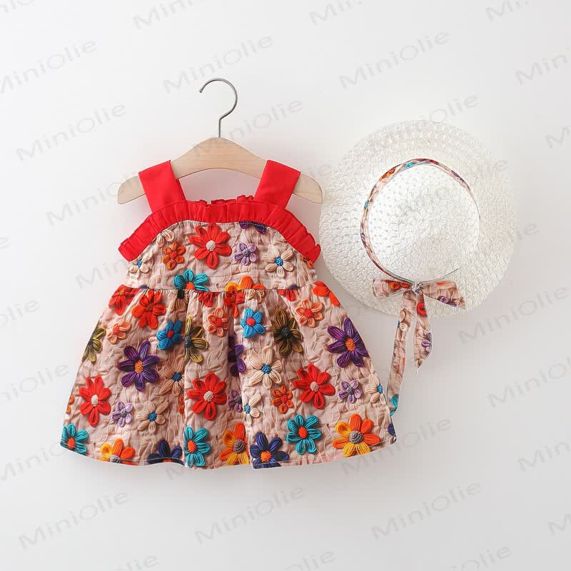 Baby Toddler Girl Red Flower Dress  - Red - 3-5T - image 1