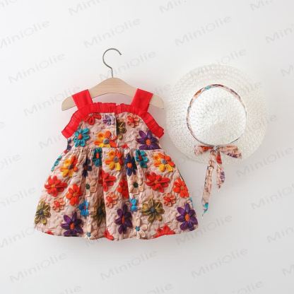 Baby Toddler Girl Red Flower Dress  - image 2