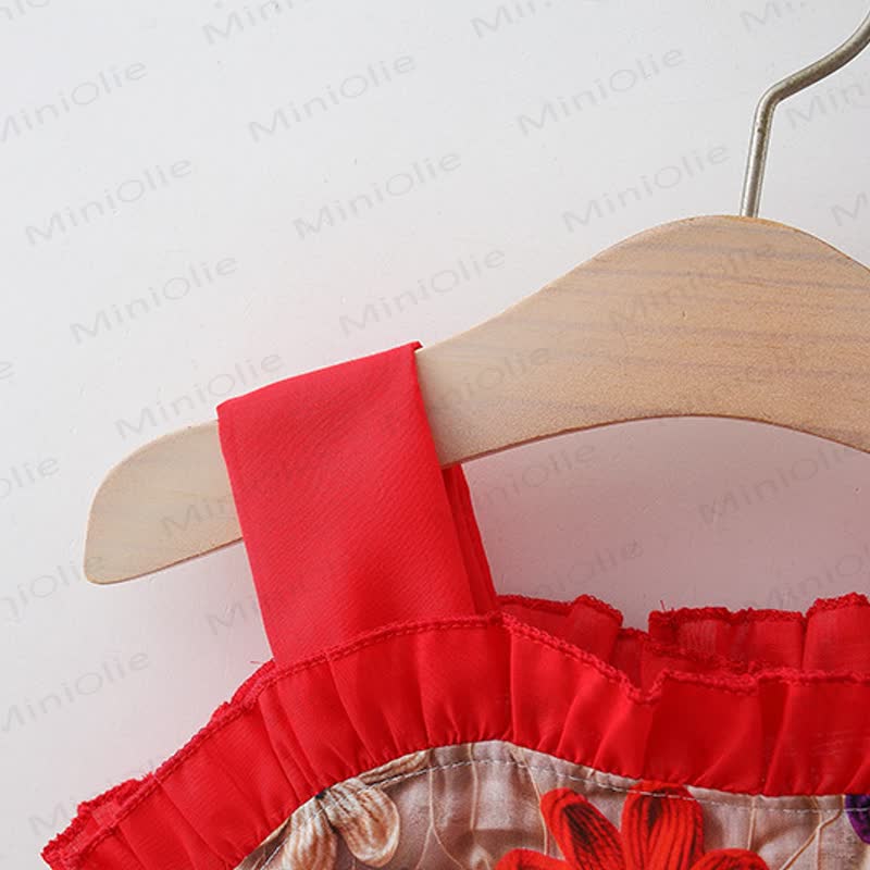 Baby Toddler Girl Red Flower Dress  - image 3