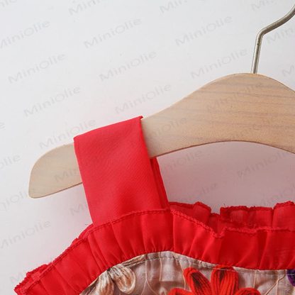 Baby Toddler Girl Red Flower Dress  - image 3