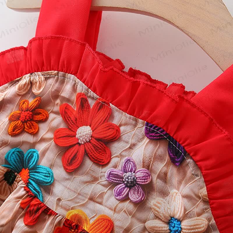 Baby Toddler Girl Red Flower Dress  - image 4