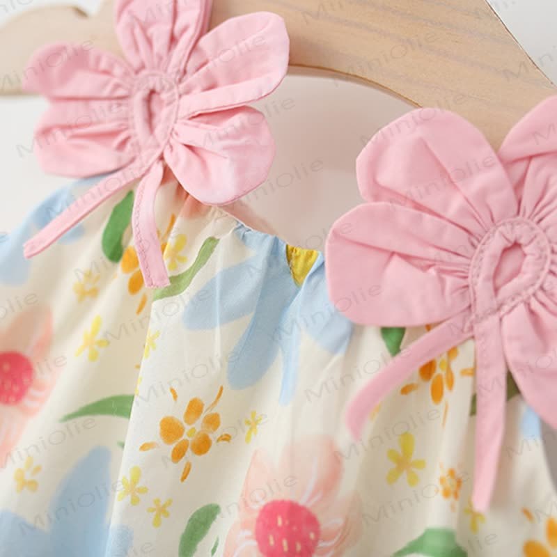 Baby Toddler Girl Pink Blue Flower Dress  - image 3