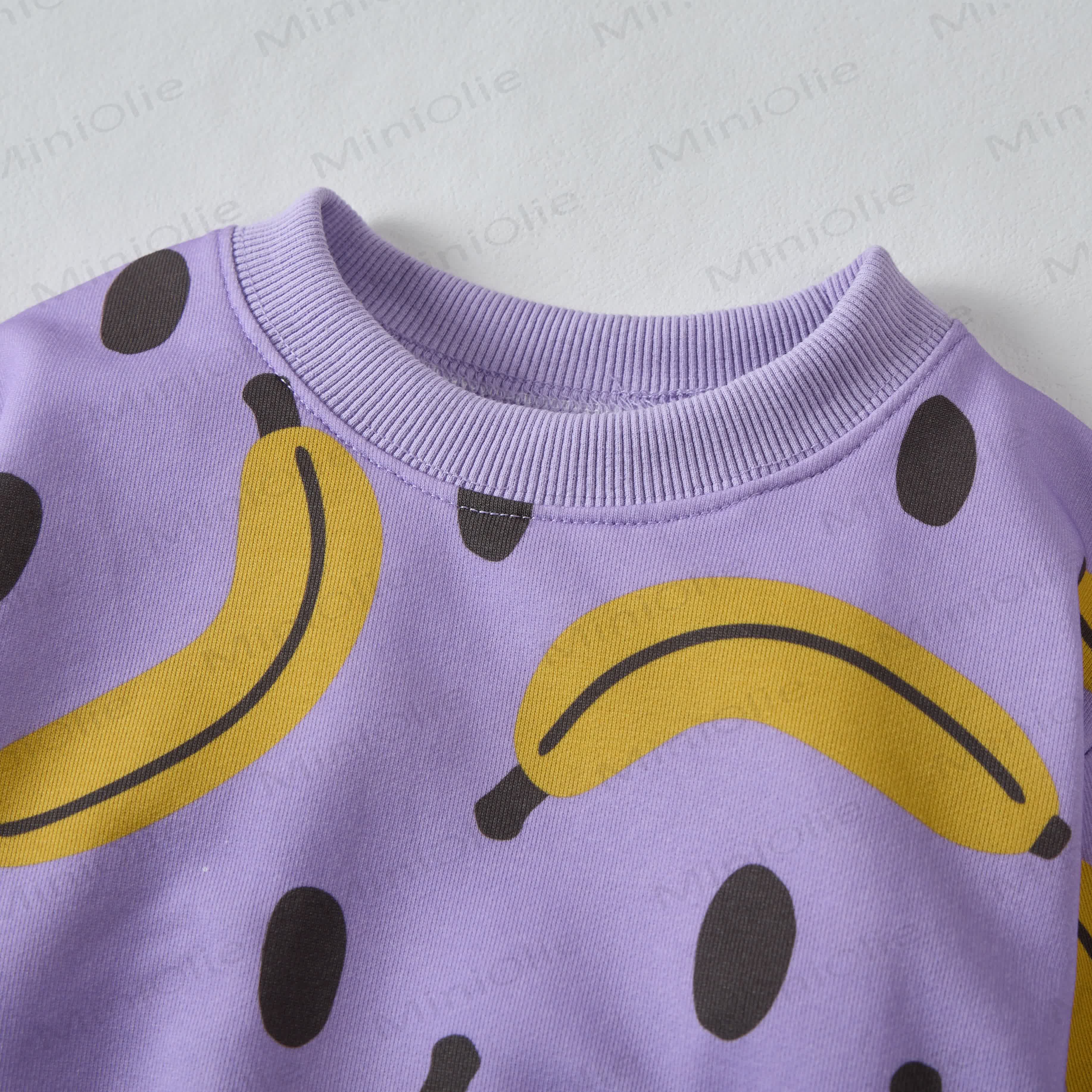 Baby Polka Dots Banana Purple Sweatshirt 2-piece Set - image 3