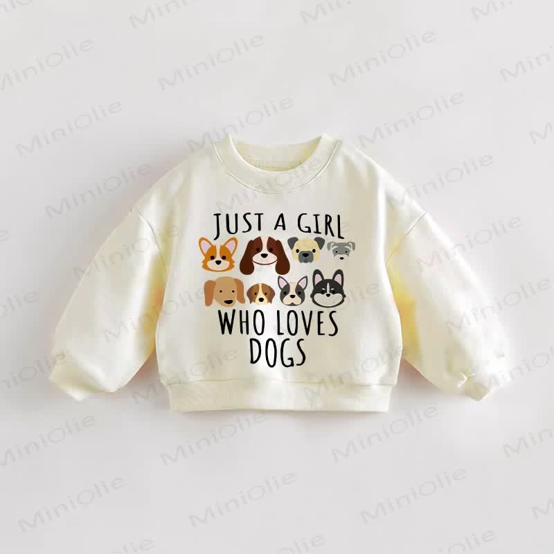JUST A GIRL WHO LOVES DOGS Baby Toddler Beige Sweatshirt - Cream - 3-5T - image 1