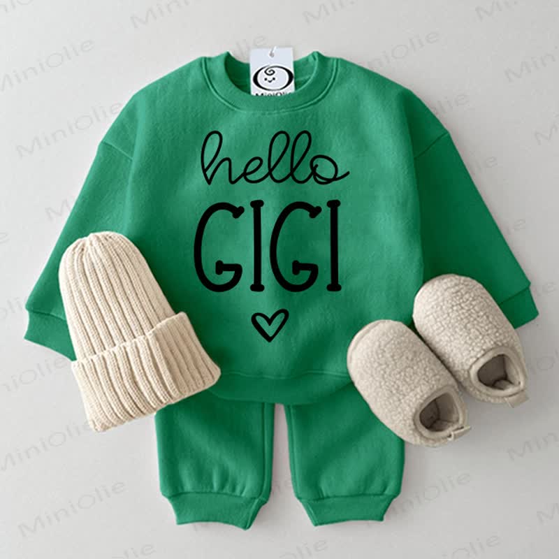 HELLO GIGI Baby Love Sweatshirt 2-piece Green Set - Green - 2-3T - image 1