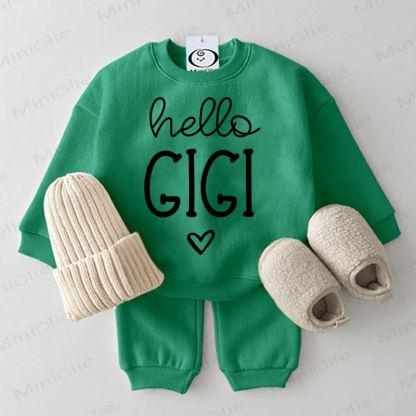 HELLO GIGI Baby Love Sweatshirt 2-piece Green Set - Green - 2-3T - image 1