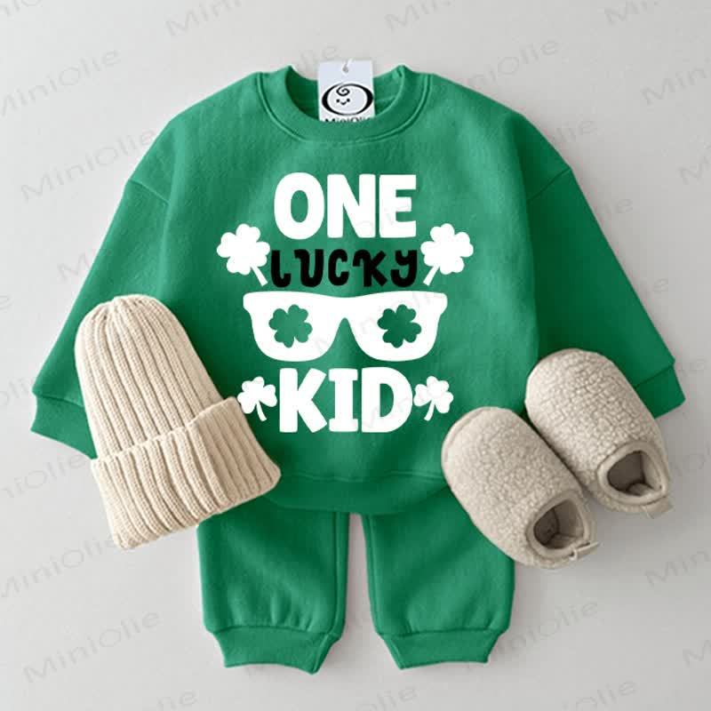 ONE LUCKY KID Baby Clover Sweatshirt 2-piece Green Set - Green - 2-3T - image 1