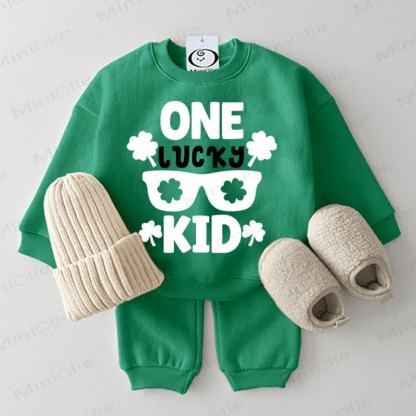 ONE LUCKY KID Baby Clover Sweatshirt 2-piece Green Set - Green - 2-3T - image 1
