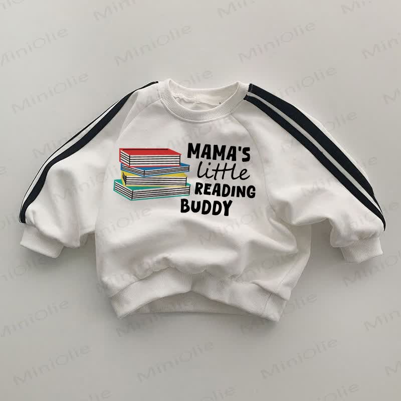 MAMA'S LITTLE READING BUDDY Baby Striped Side White Sweatshirt - White - 2-3T - image 1