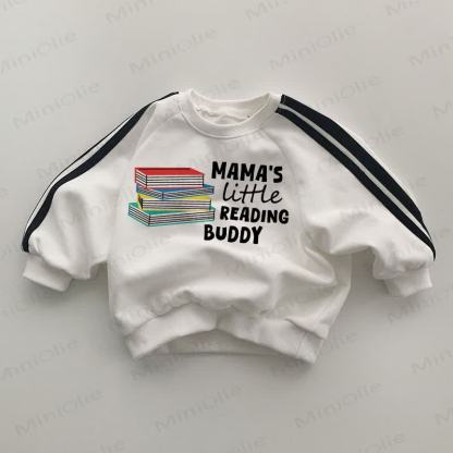 MAMA'S LITTLE READING BUDDY Baby Striped Side White Sweatshirt - White - 2-3T - image 1