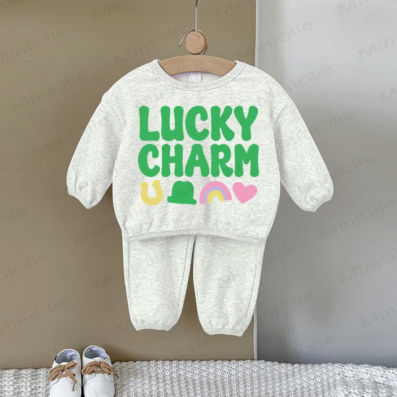 LUCKY CHARM Baby Love Rainbow Gray Sweatshirt 2-piece Set - Gray - 2-3T - image 1
