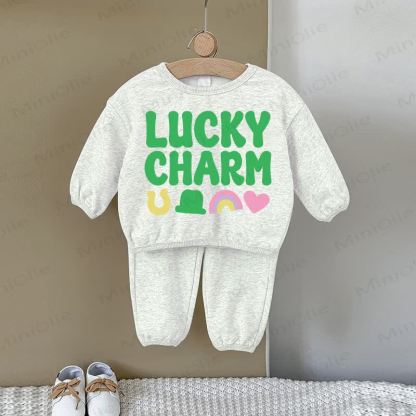 LUCKY CHARM Baby Love Rainbow Gray Sweatshirt 2-piece Set - Gray - 2-3T - image 1