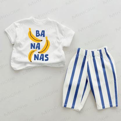 BANANAS Baby 2-piece Blue Vertical Striped Set - White&Blue - 2-3T - image 1