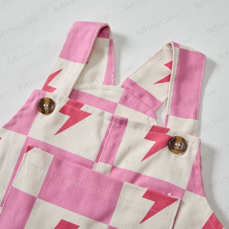 Baby Toddler Pink Checkerboard Lightning Overalls - image 4