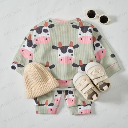 Baby 2-piece Cow Green Waffle Set - image 2
