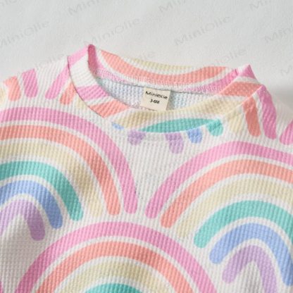Baby Toddler Rainbow Waffle 2-piece Beige Set - image 4