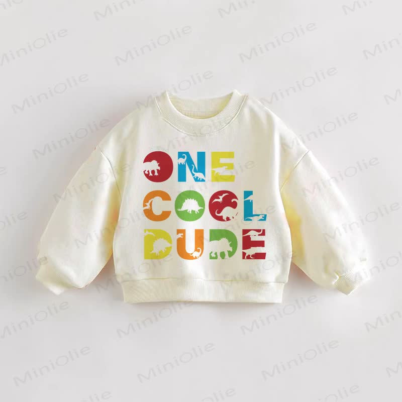 ONE COOL DUDE Baby Toddler Dino Cream Sweatshirt - Cream - 3-5T - image 1