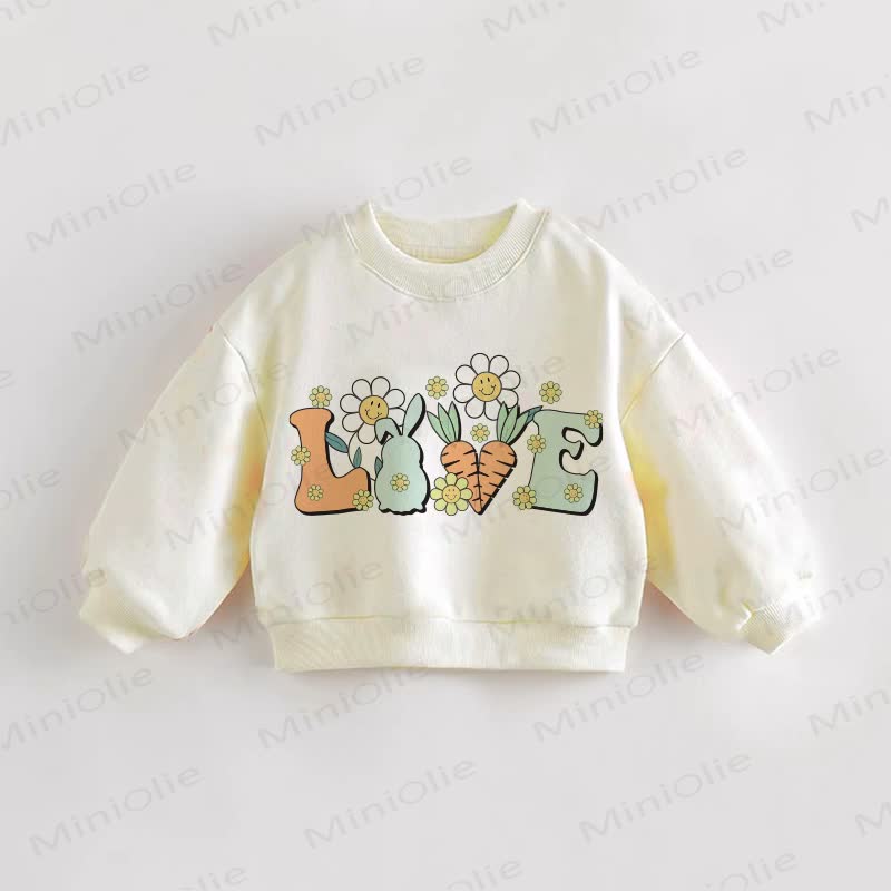 LOVE Baby Toddler Flower Easter Cream Sweatshirt - Cream - 3-5T - image 1