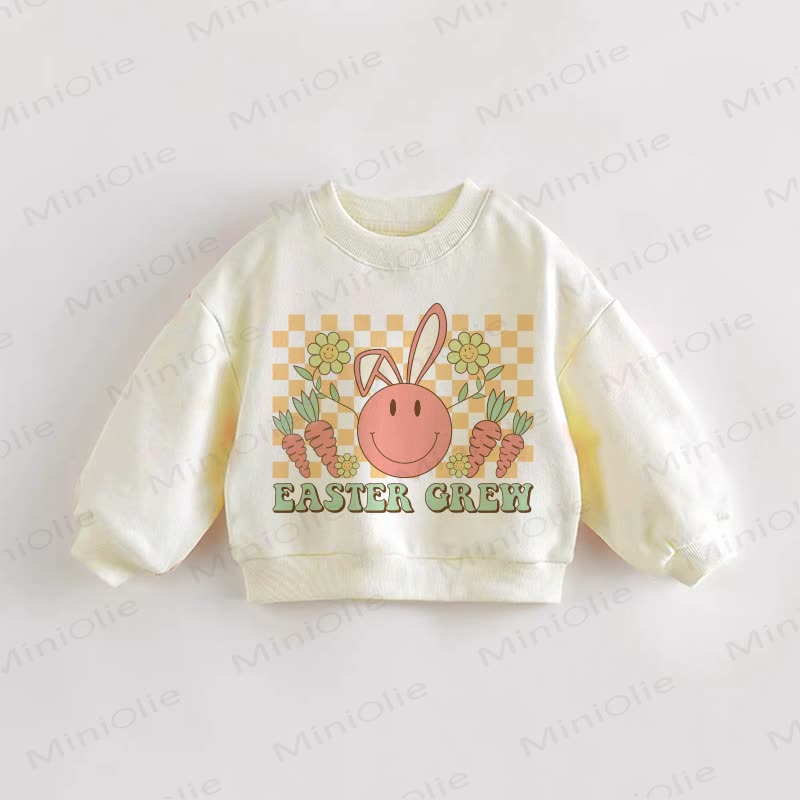 EASTER CREW Baby Toddler Flower Smile Plaid Cream Sweatshirt - Cream - 3-5T - image 1