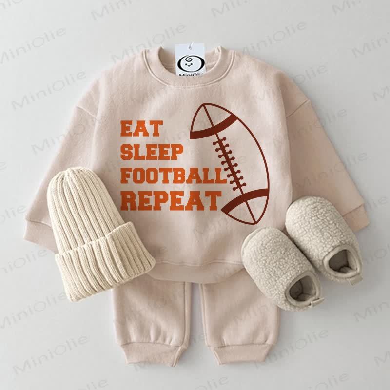 EAT. SLEEP. FOOTBALL. REPEAT. Baby 2-piece Beige Set - Beige - 2-3T - image 1