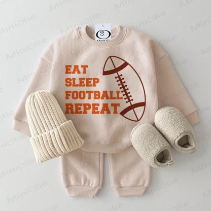 EAT. SLEEP. FOOTBALL. REPEAT. Baby 2-piece Beige Set - Beige - 2-3T - image 1