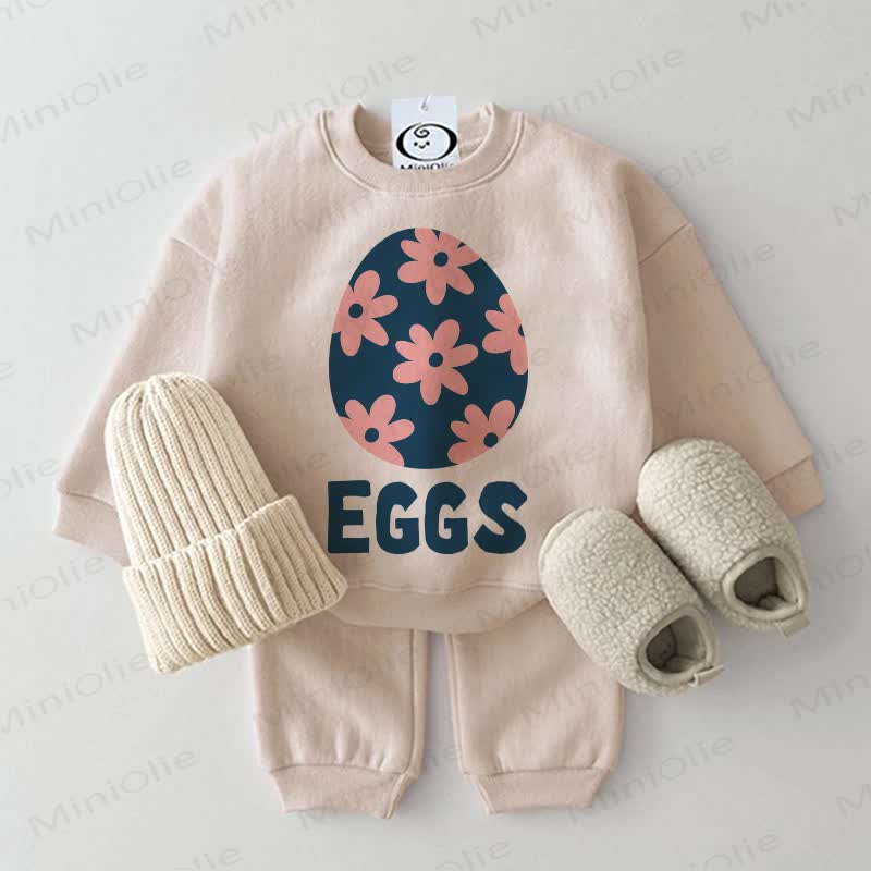 EGGS Baby Flower 2-piece Beige Set - Beige - 2-3T - image 1