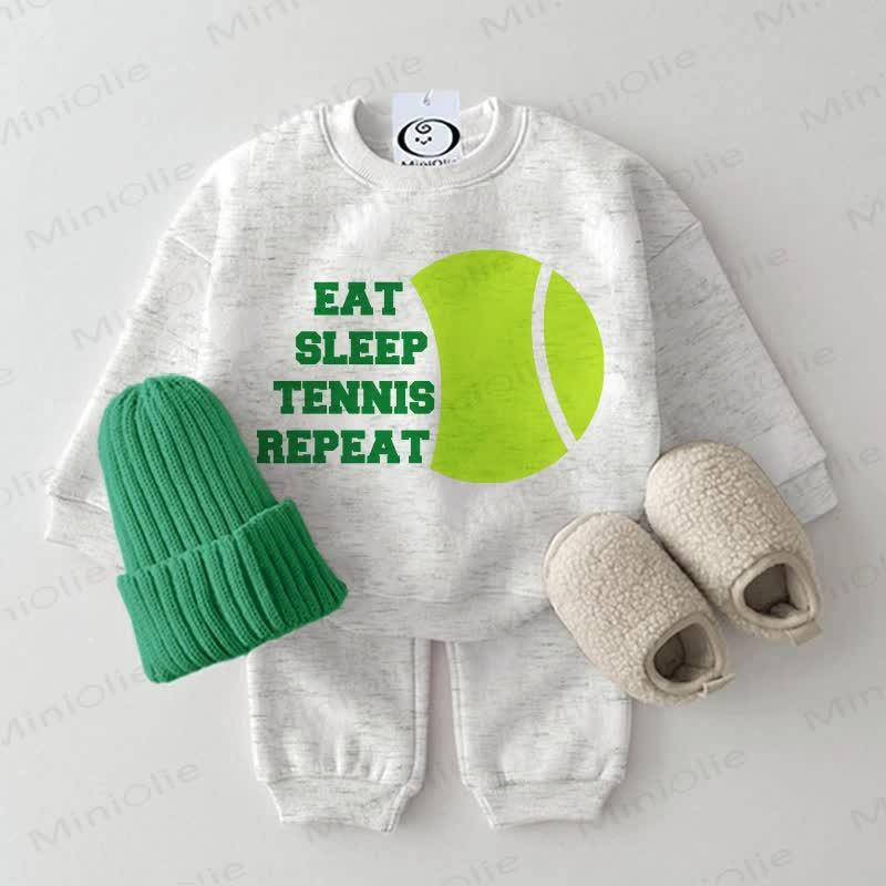 EAT. SLEEP. TENNIS. REPEAT. Baby 2-piece Light Grey Set - Light Grey - 2-3T - image 1