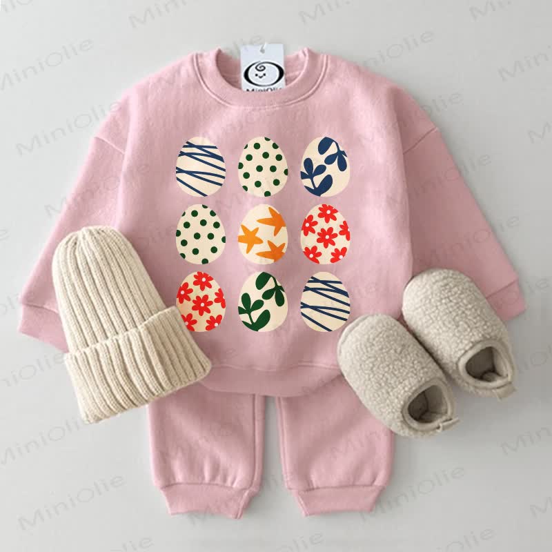 Baby Easter Eggs Sweatshirt 2-piece Pink Set - Pink - 2-3T - image 1