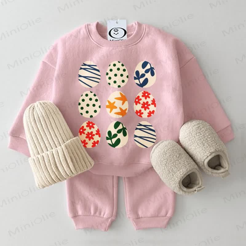Baby Easter Eggs Sweatshirt 2-piece Pink Set - Pink - 2-3T - image 1