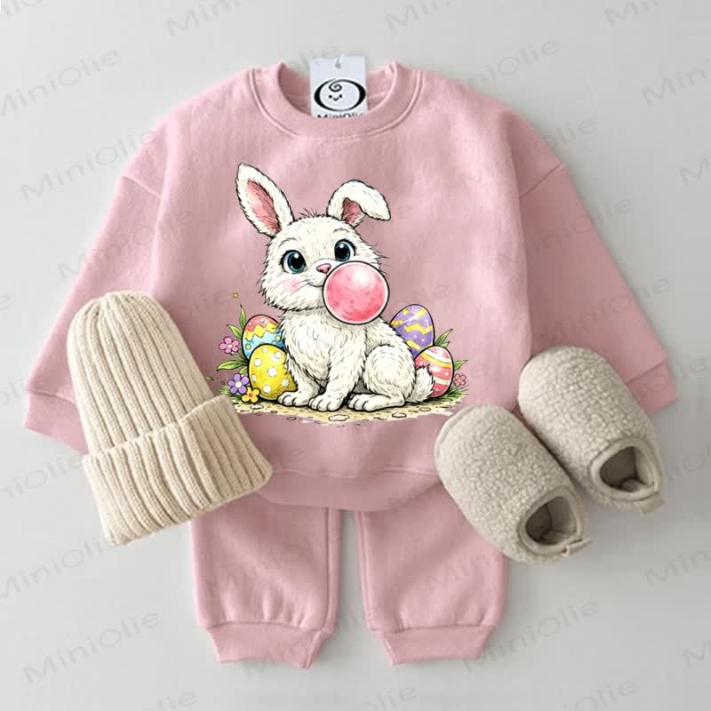 Baby Easter Bunny Sweatshirt 2-piece Pink Set - Pink - 2-3T - image 1
